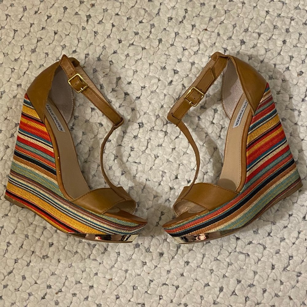 Steve Madden Pucci Wedges Mod T-Strap Sandals 7.5 - image 4